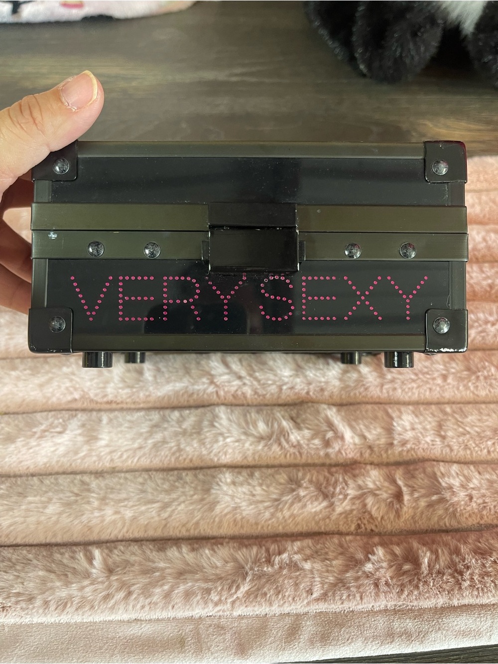 Victoria's Secret Very Sexy Black Jewelry/Accessory Box with Pink Accents